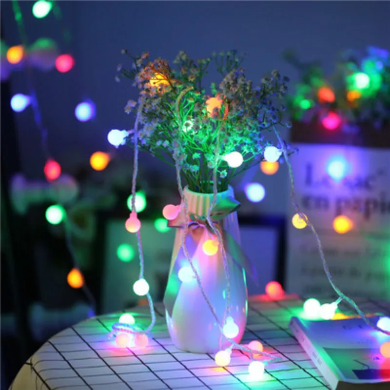 Guirnalda de luces con forma de bola pequeña para decoración, guirnalda de luces con forma de globo, funciona con pilas y USB, para jardín, Navidad,