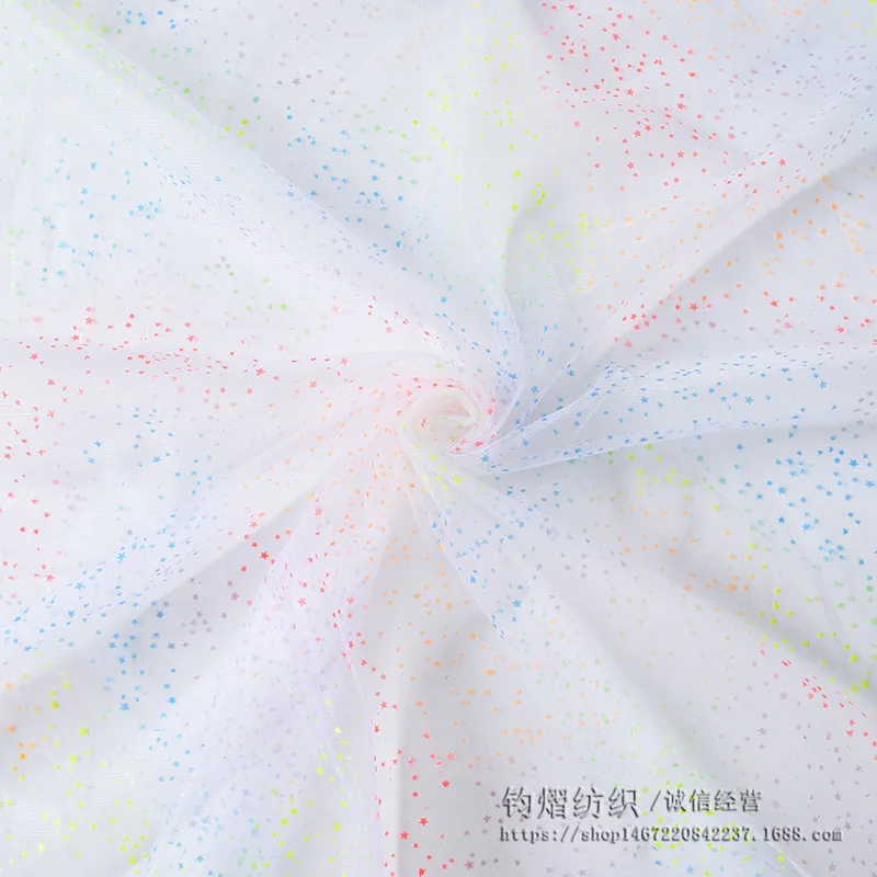 1Meter Color Stars Gauze Lace Fabric Material Starry Veil Photo Pink Blue Background Cloth Galaxy Star Baby Clothes Gauze Fabric