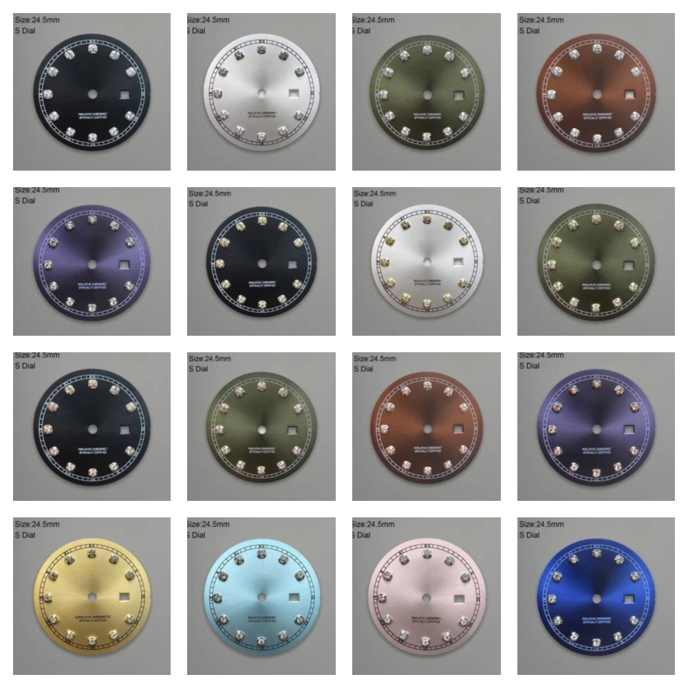24,5 mm S-Logo-Diamant-Zifferblatt, passend für NH05, japanisches Automatikwerk, Sunray-Zifferblatt, Uhrenmodifikationszubehör