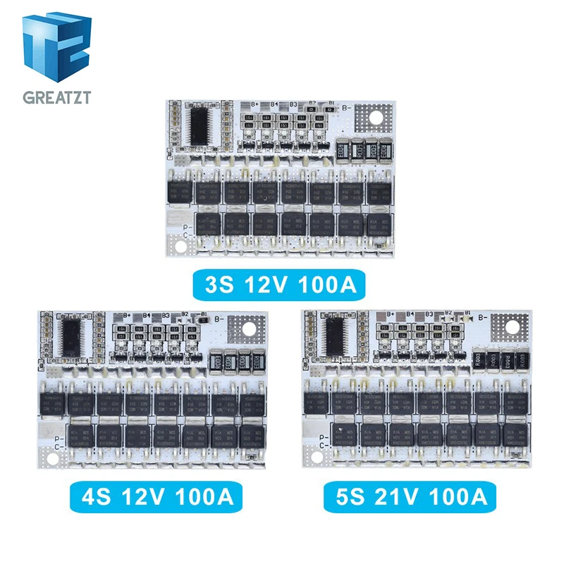 3s/4s/5s Bms 12v 16.8v 21v 3.7v 100a Li-ion Lmo Ternary Lithium Battery Protection Circuit Board Li-polymer Balance Charging