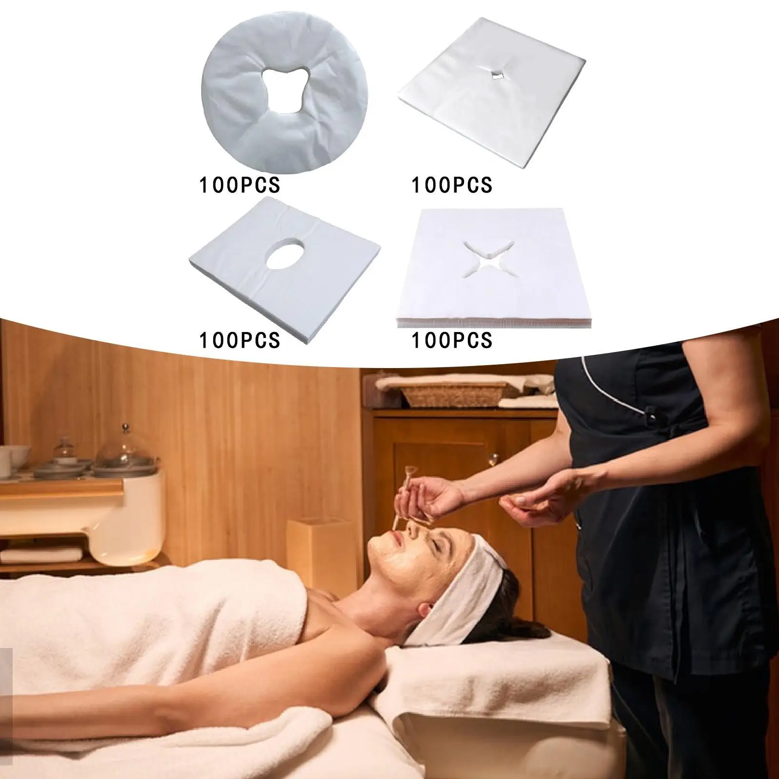 

100x Disposable Face Cradle Covers,Headrest Cover Cradle Sheets Non Woven