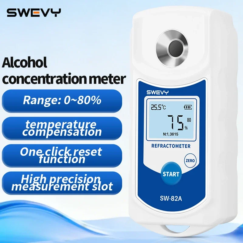 SWEVY Digital Alcohol Refractometer, 0-80%vol Home Brewing Concentration Tester, Baijiu Concentration Meter