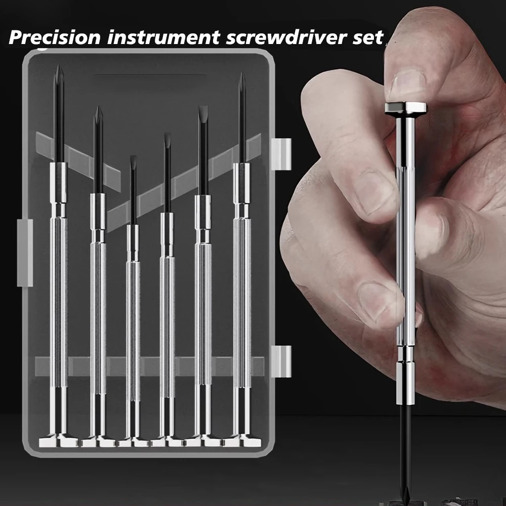 

6Pcs Watch Screwdriver Set Disassembly Home Notebook Glasses Mobile Phone Repair Small Screwdriver Tool Set Hardness 60HRC