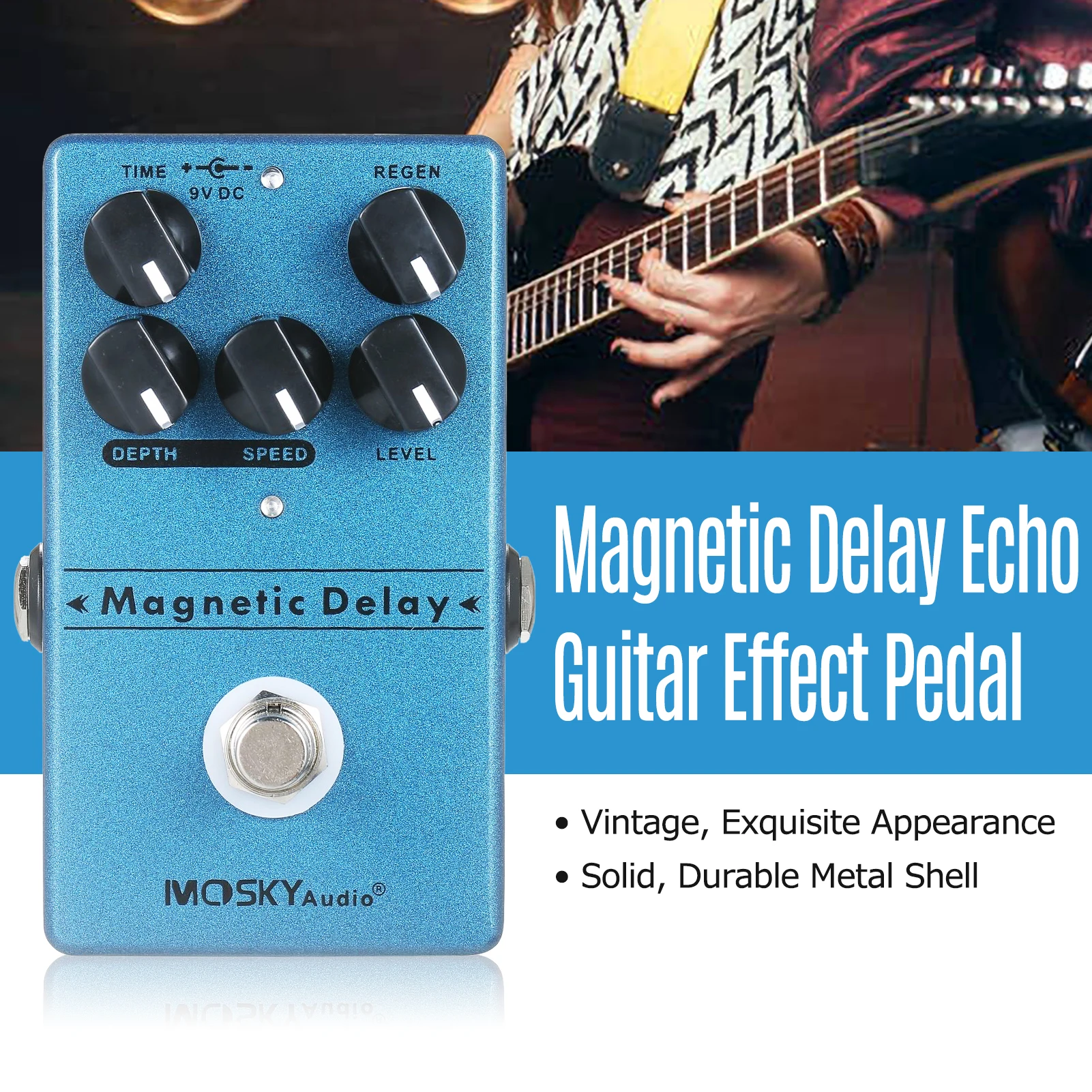 

MOSKYaudio Delay Echo Effect Pedal Guitar Effects Delay Effect Pedal For Player Beginner MAGNETIC DELAY Effect Maker