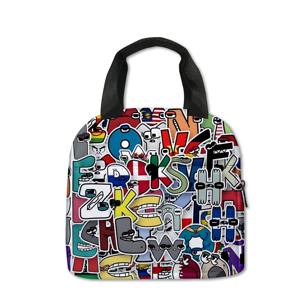 Trendy Alphabet Lore Student Work Lunchbox Thermal insulation Food Lunch Bag 3D Printed Insulated Portable Handbags Ice Bags