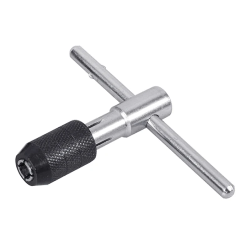 Professional ปรับ Silver T-Handle Ratchet Tap ผู้ถือประแจเมตริกปลั๊ก T-Tap สำหรับครัวเรือน Workshop ซ่อม m4YD