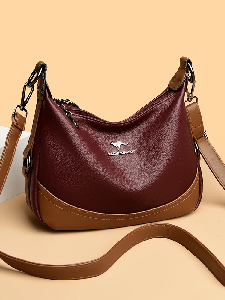 

Retro Leather oulder Bag Women's Crossbody Bag Durable Cowhide Handbag Mom's Sle Faionable Buet ape Soft Bag