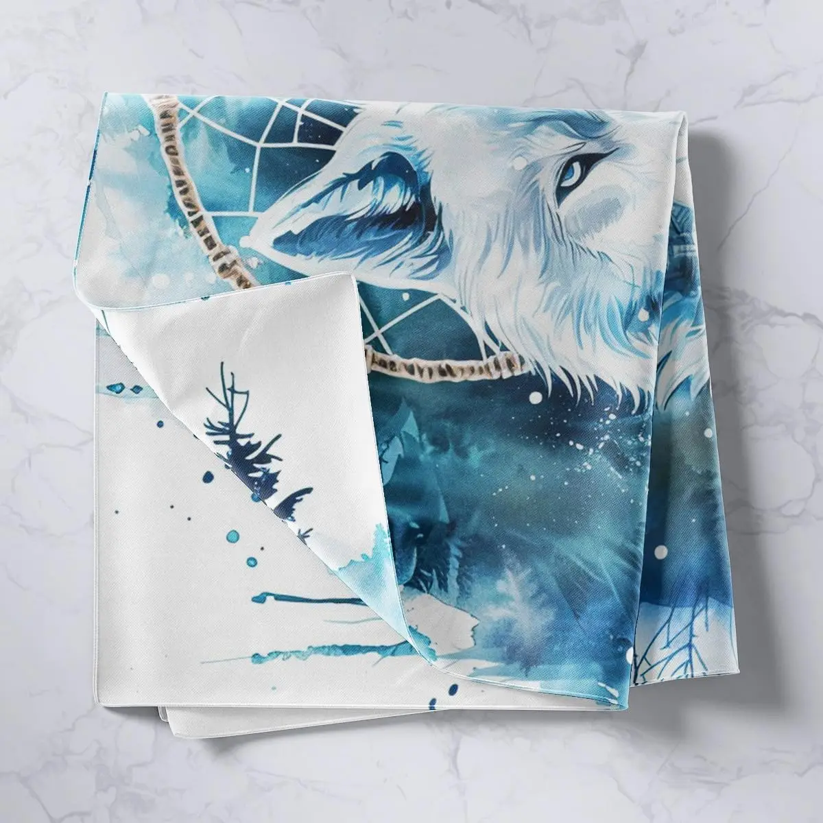 Boho Wolf Tapestry Wall Hanging Mystical Bohemian Forest Decor Art Blue Watercolor Boho Tapestry Large Room Decor 180x230cm