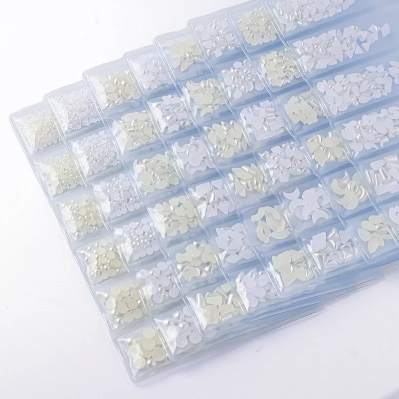 1 Pack Mixed Design Flat Back 3D Nail Art Decoration Pearl Rhinestones Charms Parts For Manicure Decor Nails Supplies Materials
