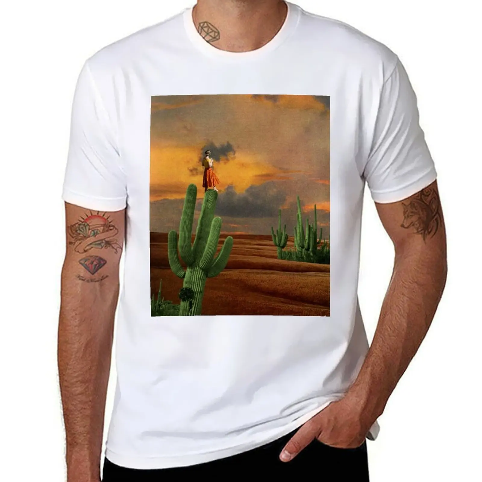 

Horizon and cactus T-Shirt t shirts for man graphic tees essential t shirt men t shirt cotton 100% T-Shirt