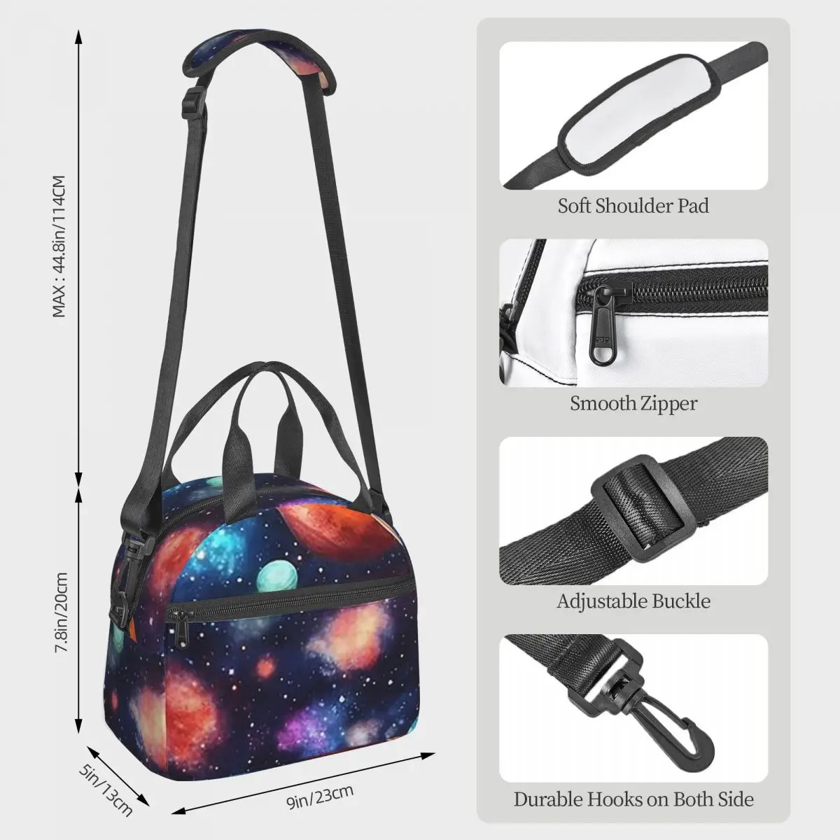 Solar System Space Planets Universe Lunch Bags Insulated Bento Box Resuable Lunch Tote Picnic Bags Cooler Bag for Woman School