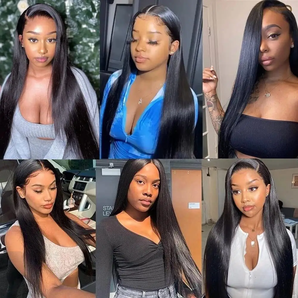 40 Long Inch 13x4 HD Lace Front Wig Brazilian Bone Straight Human Hair Wig For Women 200 Density 13x6 Transparent Lace Frontal Wig image 7