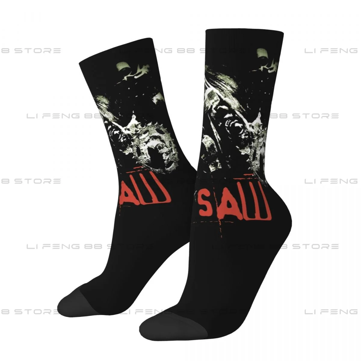 Movie SAW Horror Head Torture Men Women Socks Outdoor Novelty Spring Summer Autumn Winter Stockings Gift