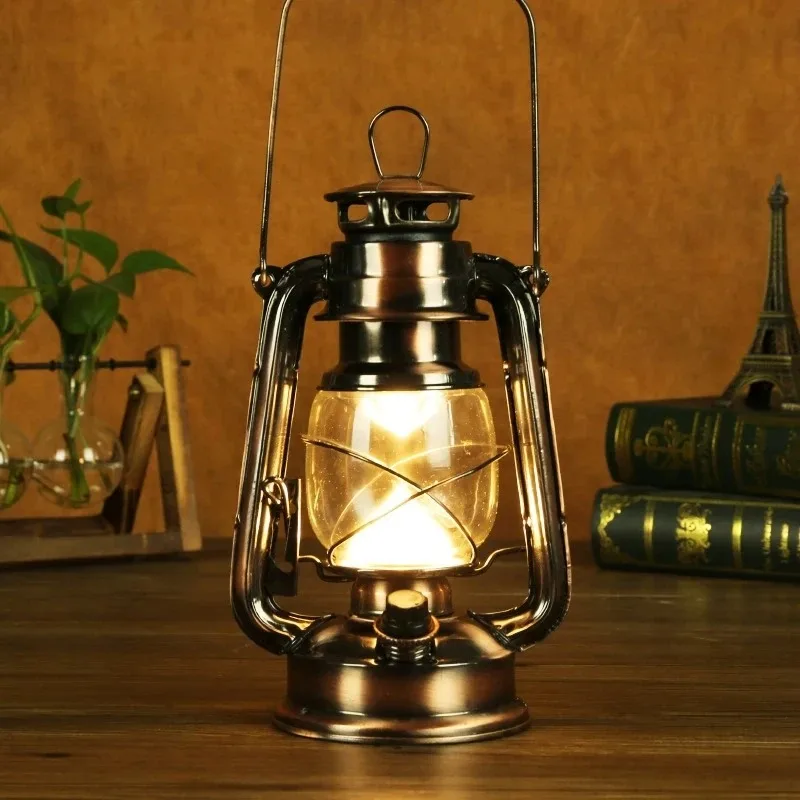 Retro atmosphere Light Outdoor Portable LED Rechargeable Hanging Tent light Hanging Camping Lantern oil Lamp for Party Fishing