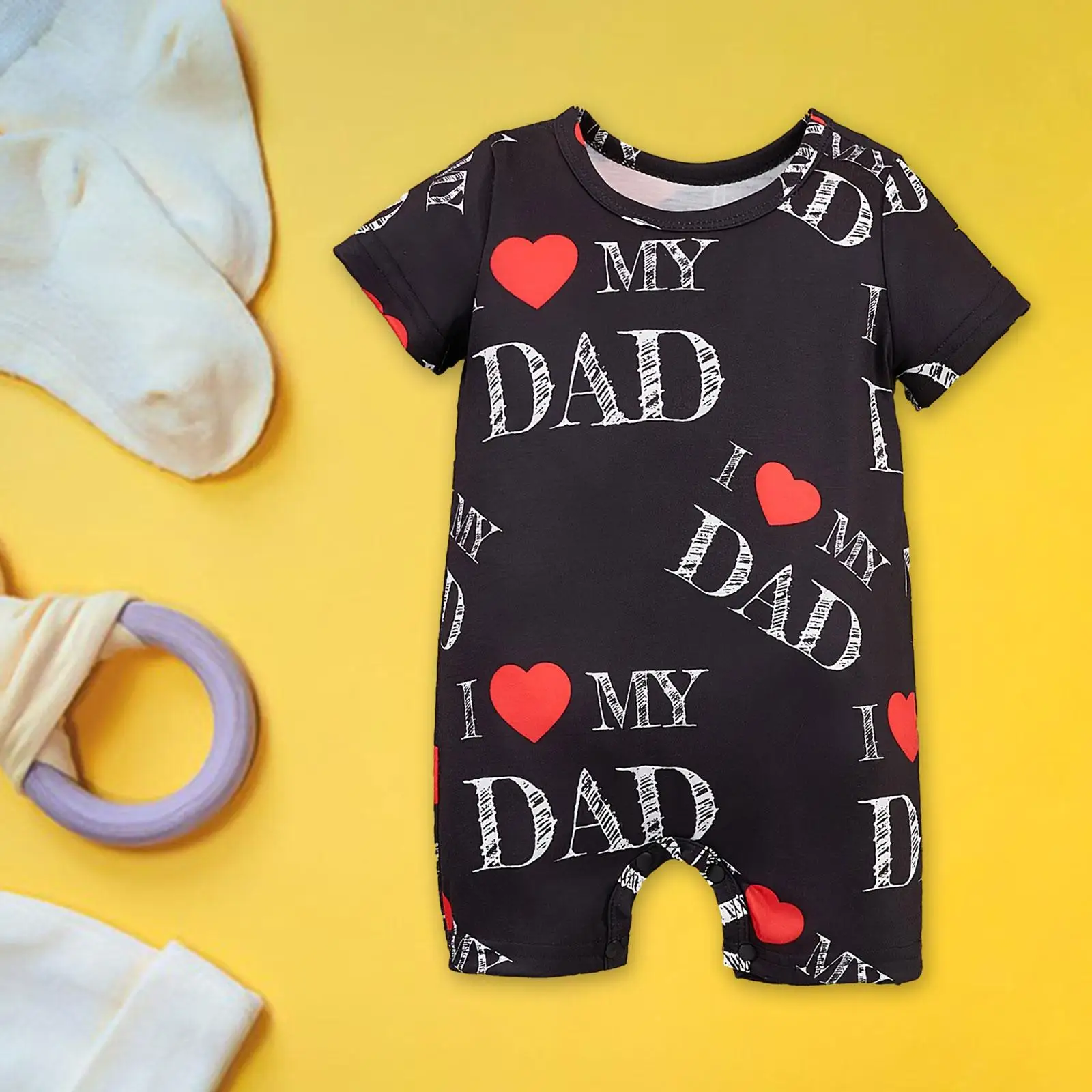 

Baby Romper Cute Newborn Bodysuit Summer Clothing Coverall for Valentine's Day Photograph Props Daily Wear Casual Father's Day