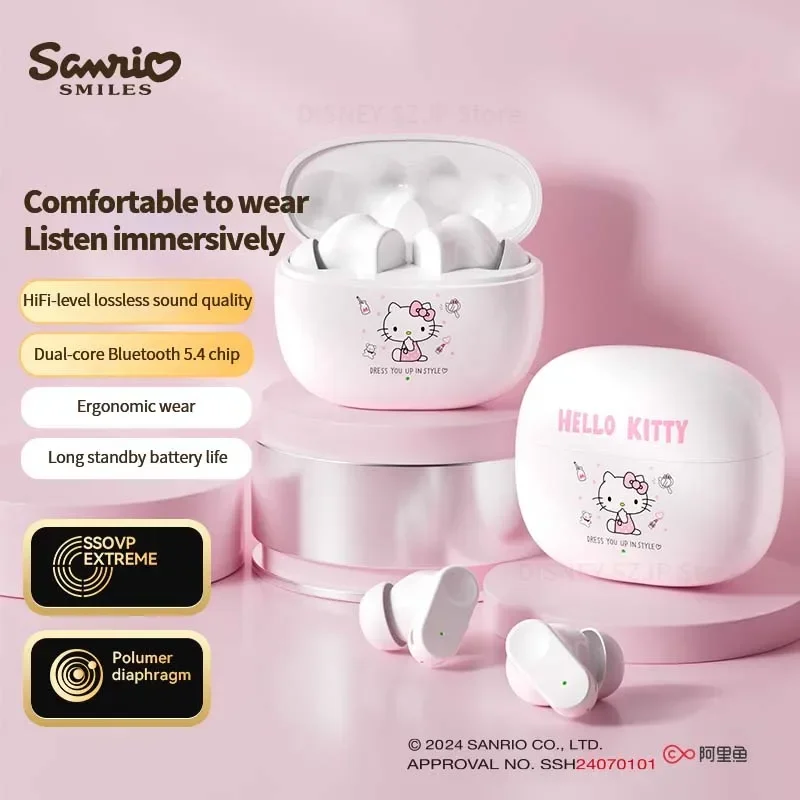 Original Sanrio Q1 TWS Earbuds Kawaii Hello Kitty Bluetooth 5.4 Headphones Cute Kuromi Wireless Headsets HD Call Noise Reduction