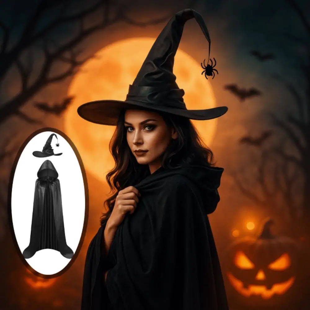 

Mysterious Bat Hat Halloween Cloak Party Props Funny Halloween Cosplay Hooded Cape Costume Witch's Cloak Props Clothing
