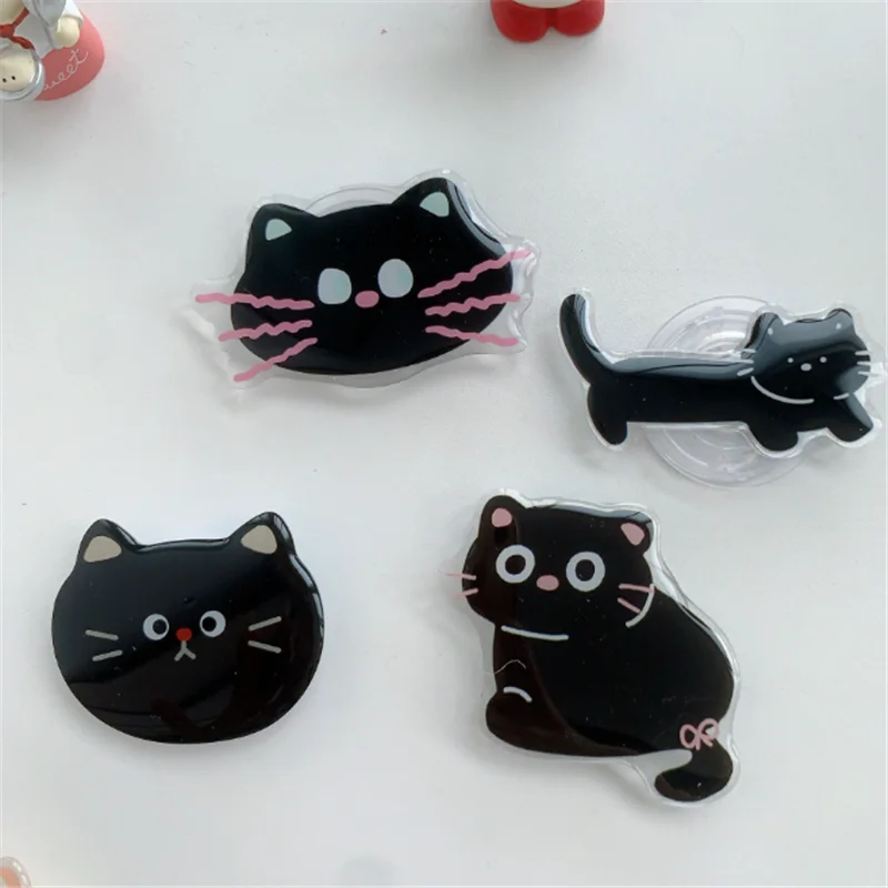 

Black Cat Kitty Ragdoll Mobile Phone Stand Holder Grip Fold Tok Support For IPhone 15 16 Phone Tablet Accessories Stand Holder