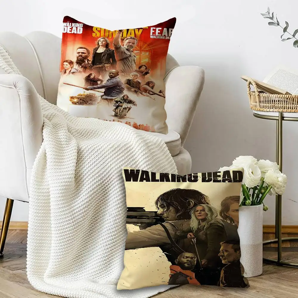 The Walking Dead  Pillow Covers Cartoon Sofa Decorative Home Double-sided Printing Short Plush Cute Cushion Cover