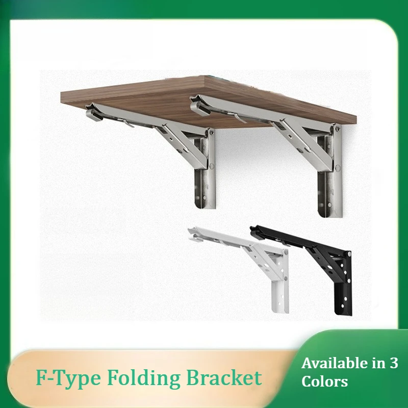 (4 Pcs )Stainless Steel F-Type Spring Bracket, Triangle Wall Mount Folding Shelf Support, Hardware Partition Bracket Accessories
