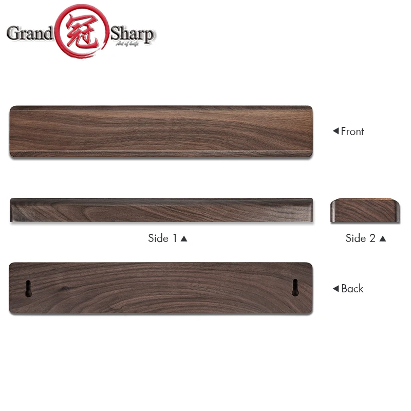 Grandsharp 399mm Walnut Wood Strong Magnetic Force Knife Holder Wall Mounted Knives Holder powerful magnets Kitchen Accessories