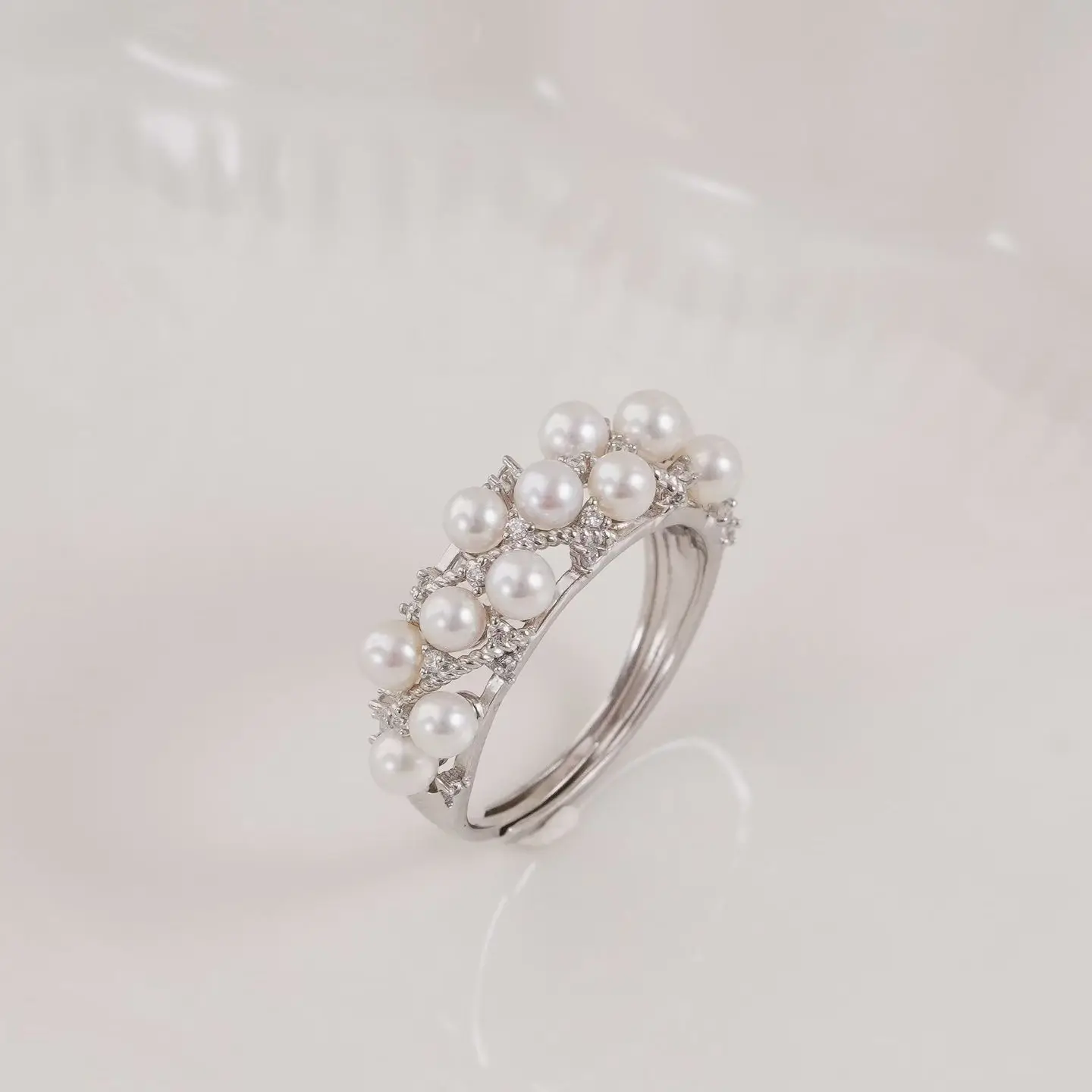 

Основы для регулируемых колец из стерлингового серебра S925, фурнитура для ювелирных изделий, компоненты для жемчуга 3,5-4 мм