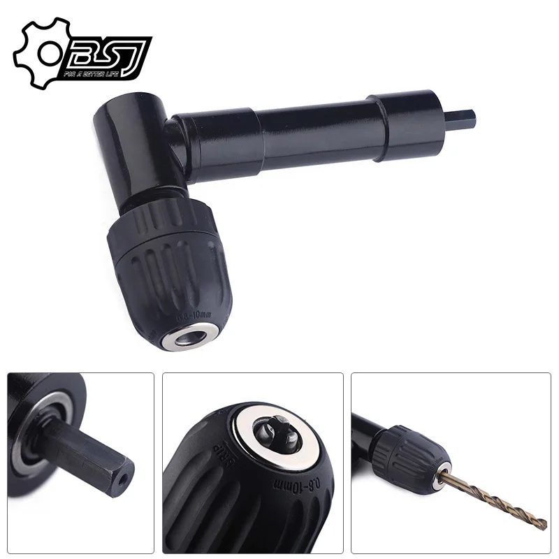 90 Graden Haakse Keyless Chuck Klopboormachine Adapter Elektrische Power Draadloze Boor Attachment Hoek Adapter