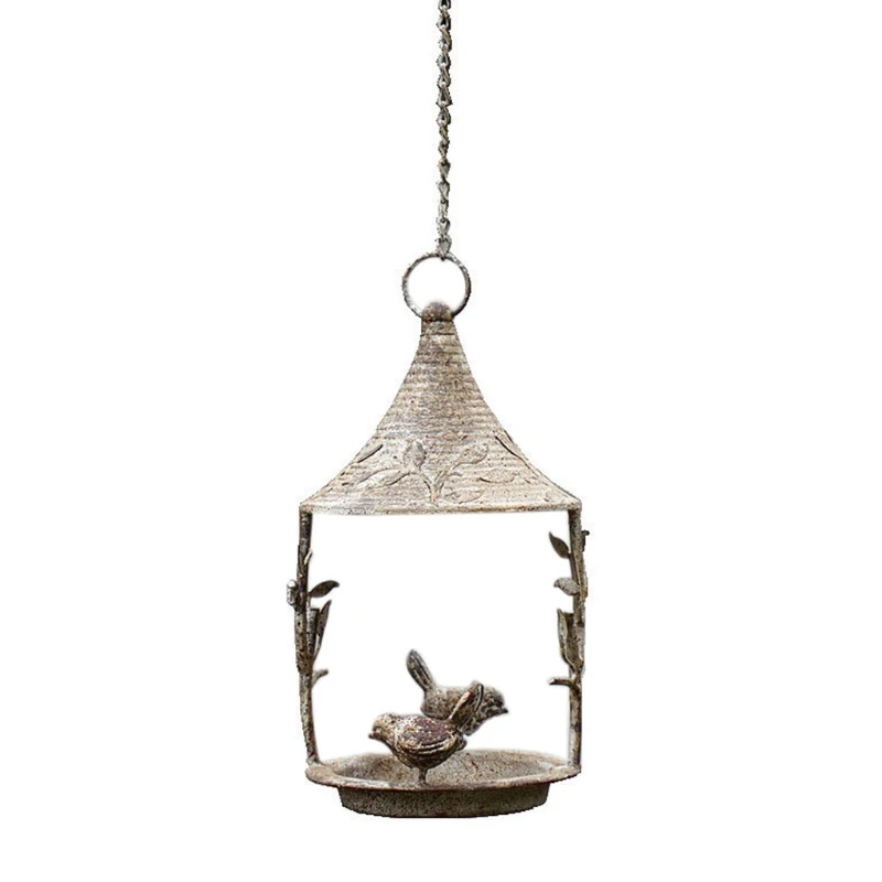 Metal Bird Bath for Garden Weather-resistant Bird Water Bowl Hanging with Rustic Chain Easy to Attach Bird Basin