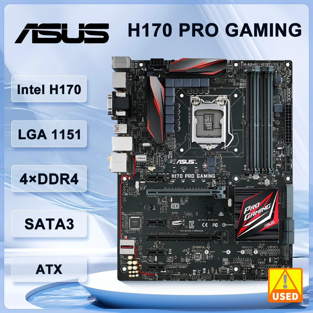 ASUS H170 PRO GAMING LGA 1151 intel H170 DDR4 64GB support i3-6300 i5-6500 i3-7100 i7-7700 i5-7500 cpu PCI-E 3.0 M.2 ATX