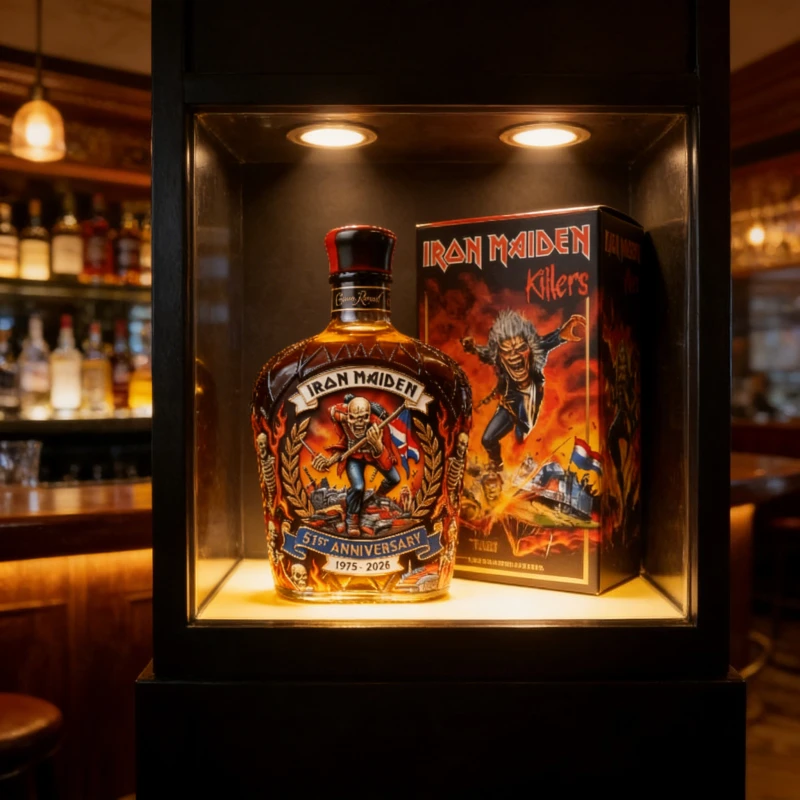 Iron Maiden 51. Jubiläums-Whisky-Dekanter Sammlerstück Glasflasche für Spirituosen Barausstattung – Detail 10