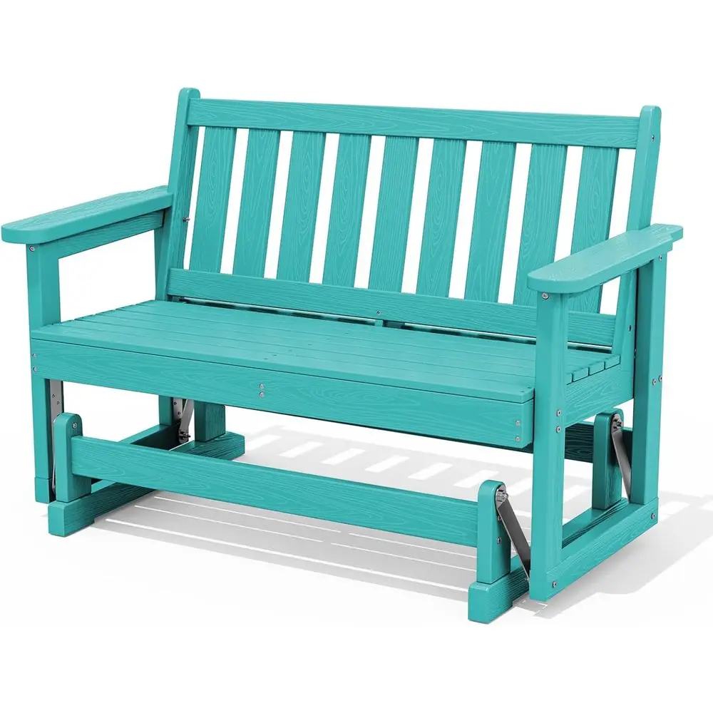 

2-Person Patio Glider Bench, Weather-Resistant HDPE Swing Bench for Outdoor Garden, Aruba