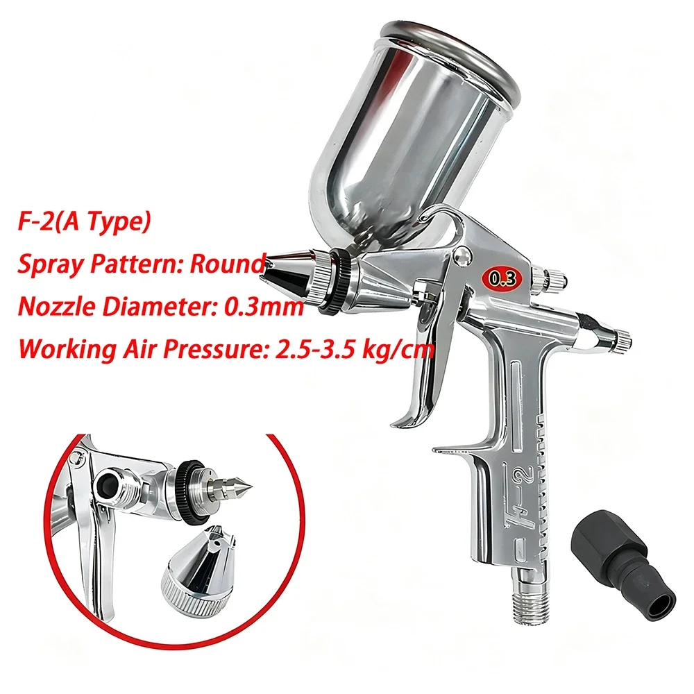 1Pcs White F2A/F2B  Mini Pneumatic Spray Gun F2A/F2B 0.3/0.5/0.8mm Airbrush Sprayer Alloy For Leather Craft Painting Paint Tool