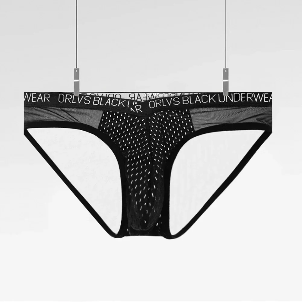 Men Sexy Briefs Mesh Underwear Low Waist Pouch Panties Sport Knickers Sheer Convex Pouch Underpants Cock Pouch Gay Men Brief