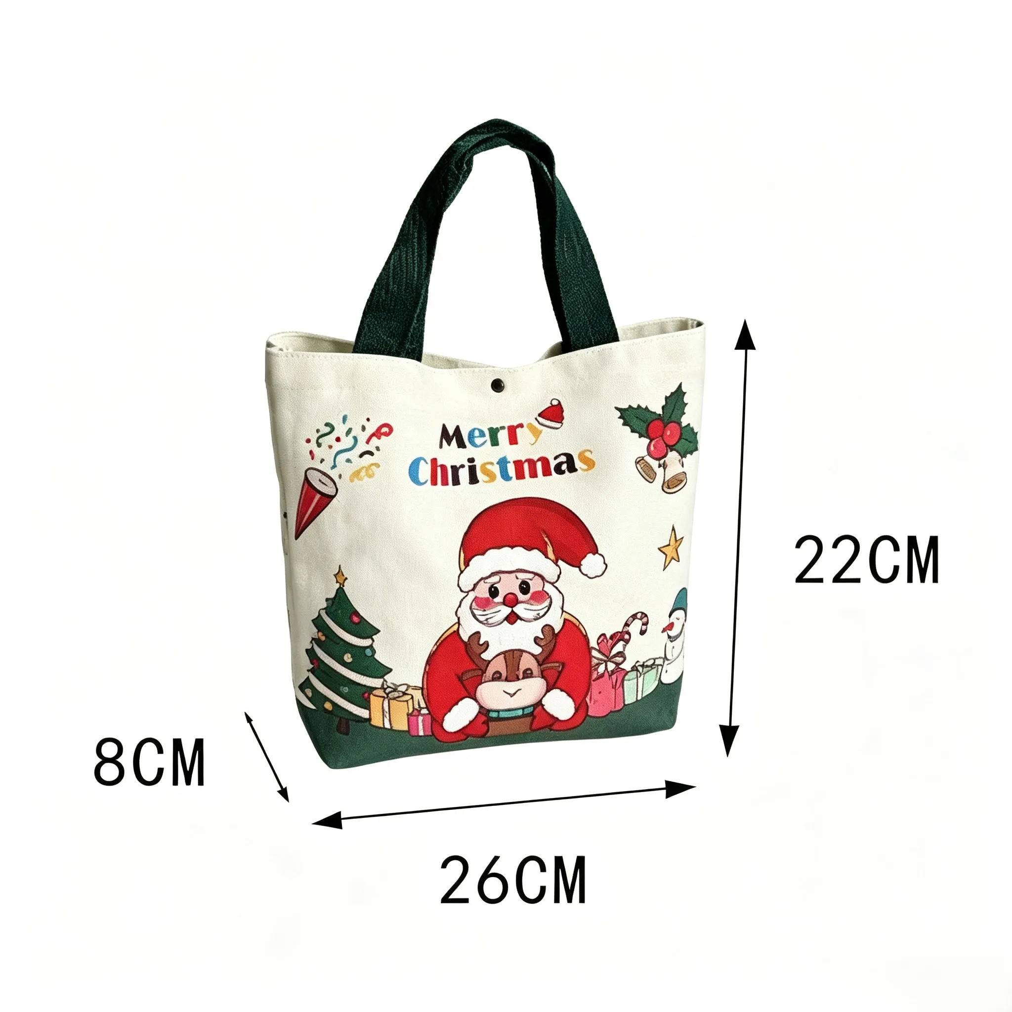Christmas Canvas Gift Bag Reusable Handbag Xmas Candy Apple Present Storage Tote Bag for Holiday Party Gift Packaging