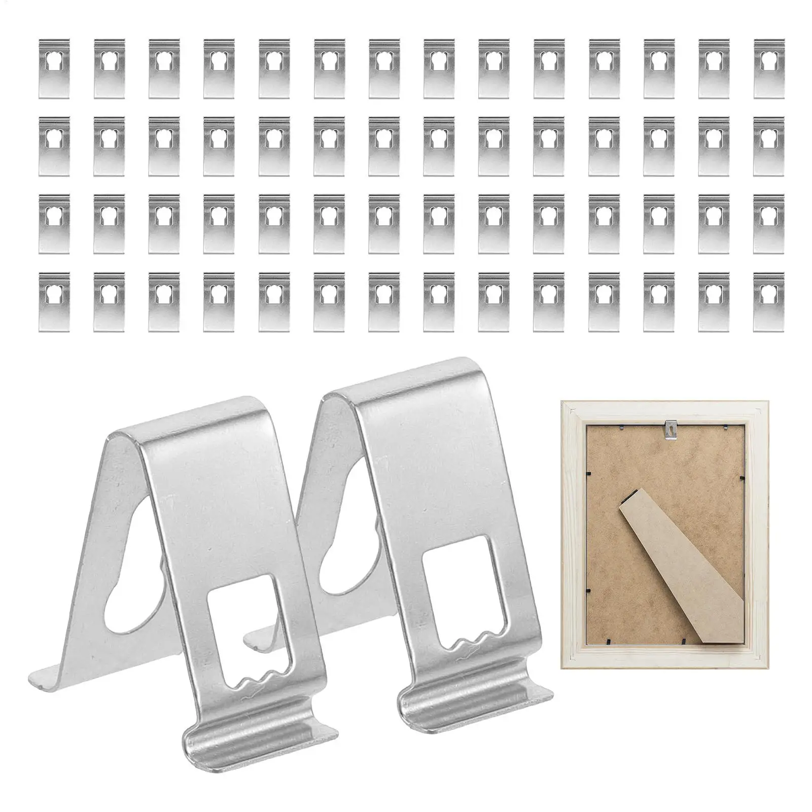 100Pcs Photo Frame Clips Fasteners Hooks Photo Frame Metal Turn Clip Hanger Painting Mirror Hanger Art Work Photo Wall Hook