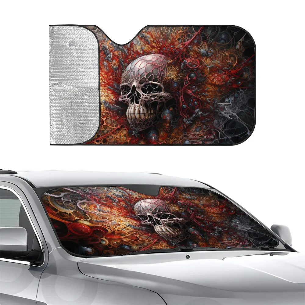 

Абстрактный череп, автомобильный солнцезащитный козырек, теплоизоляционная алюминиевая пленка, солнцезащитные козырьки на лобовое стекло, блоки УФ-лучей, автомобильный солнцезащитный козырек, защита