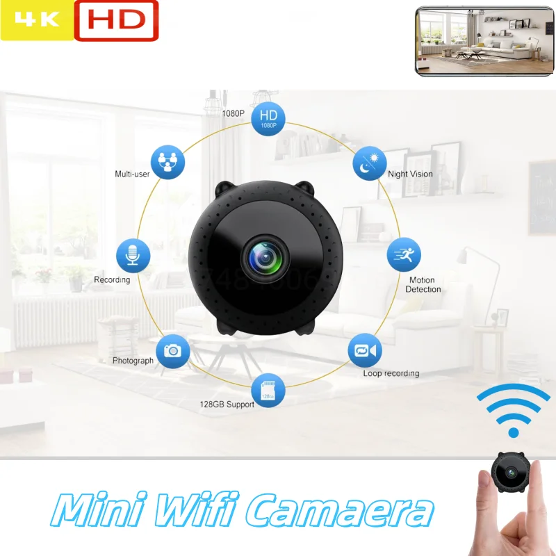 4K 1080P Small Surveillance Wifi Camera Smart House Night Vision Portable Body Car Micro Camcorder Action Invisible IP Cam Espia