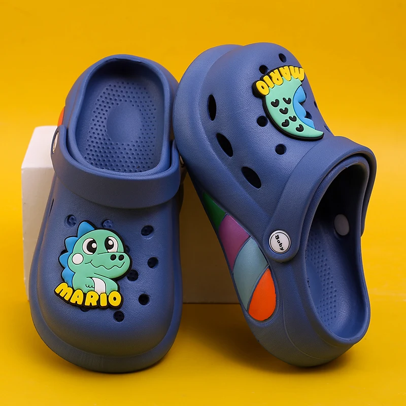 Summer Children\'s Slippers Dinosaur Hole No-Slip Girls Boys Indoor Soft Bottom Breathable Cute Clogs Cartoon Sandals Beach Shoes