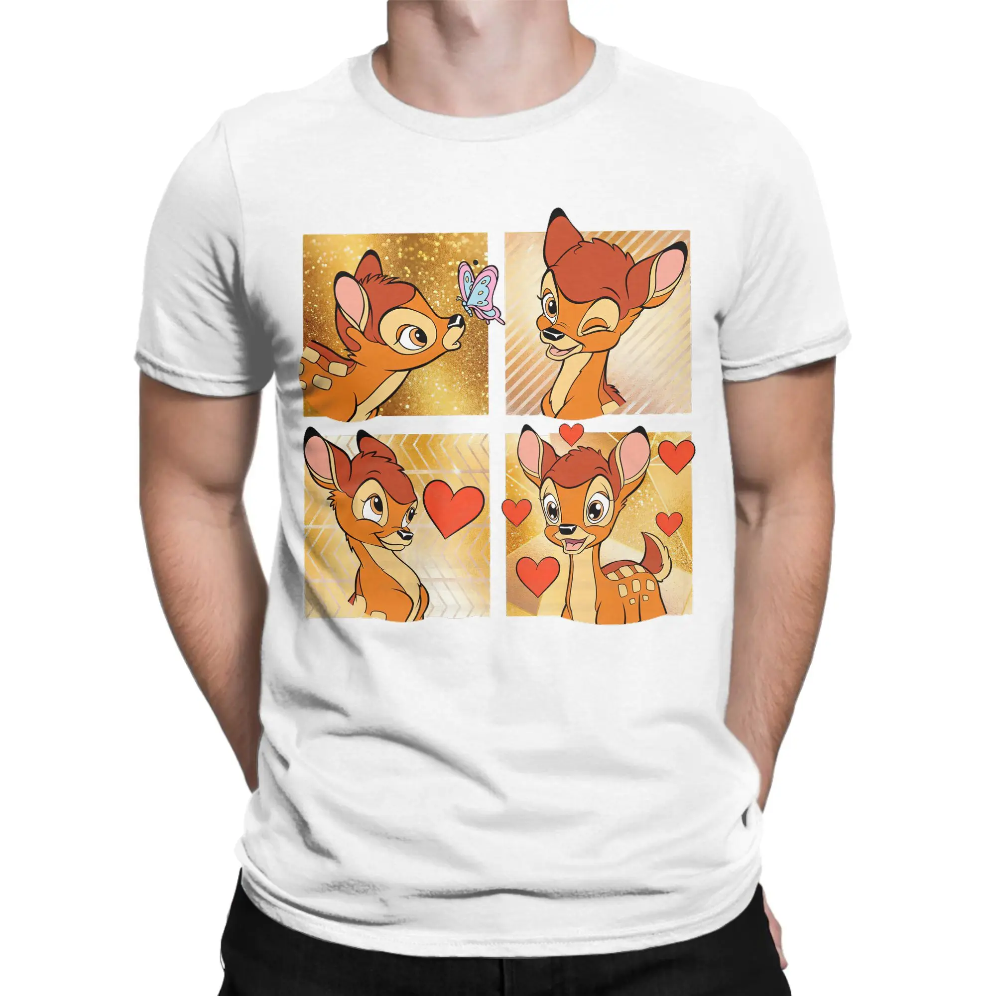 

Bambi Cartoon Collage T Shirts Men Women 100% Cotton Vintage T-Shirt Crewneck Tees Short Sleeve Clothing Gift Idea