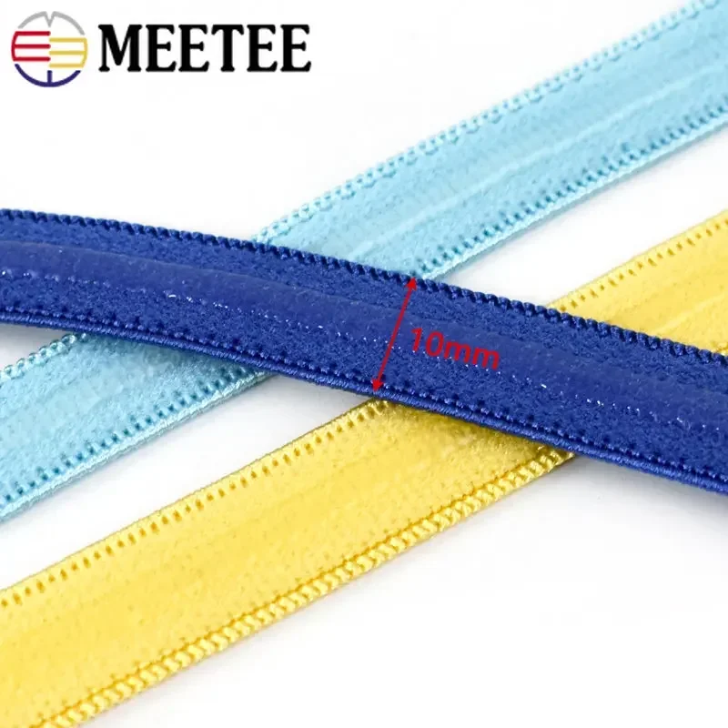 5/10/20M 10mm 3/8 ''Poliéster Anti-skid Silicone Elastic Band Underwear Rubber Strap Tape Roupas Stretch Webbing Sew Acessório