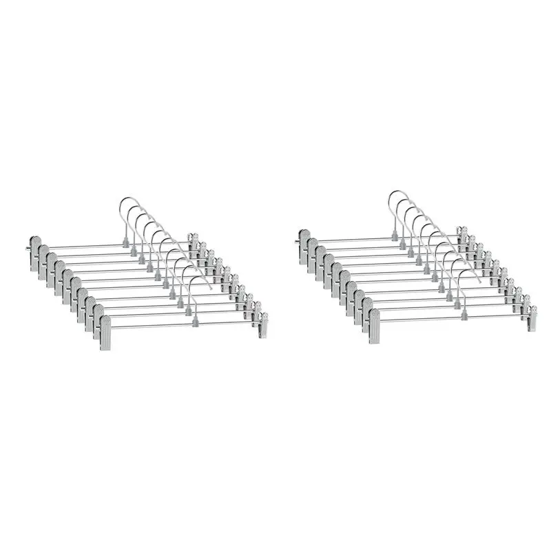 

ABKW-Pant Hangers,Skirt Hangers With Clips Space Saving,Adjustable Clips Hangers Clothes Hangers For Pants 20 Pack