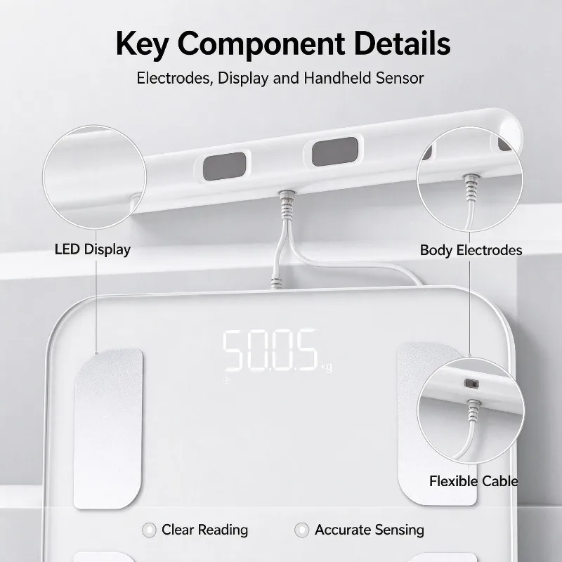 Body Fat Scale Smart 8 Electrode Portable Bluetooth Body Composition Analyzer Mini Weight Scale For Home Personal Health Test