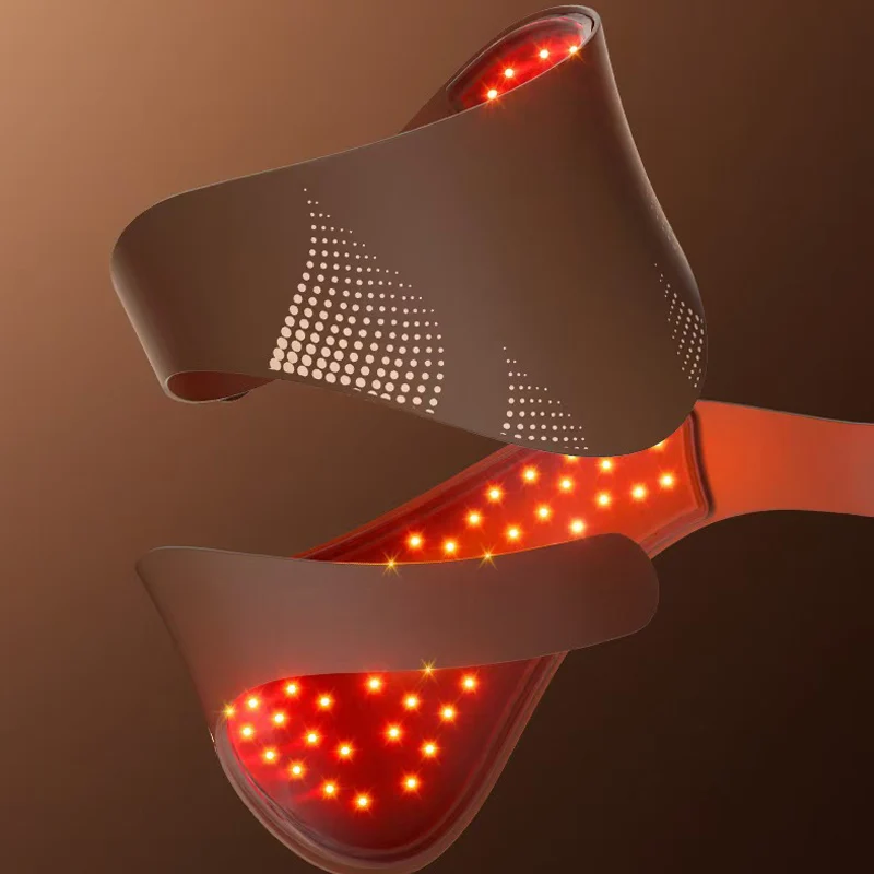 Maschera per il viso e il collo a LED 3C in morbido silicone di alta qualità Terapia della luce Design ergonomico per una vera cura della pelle antietà a casa e in viaggio