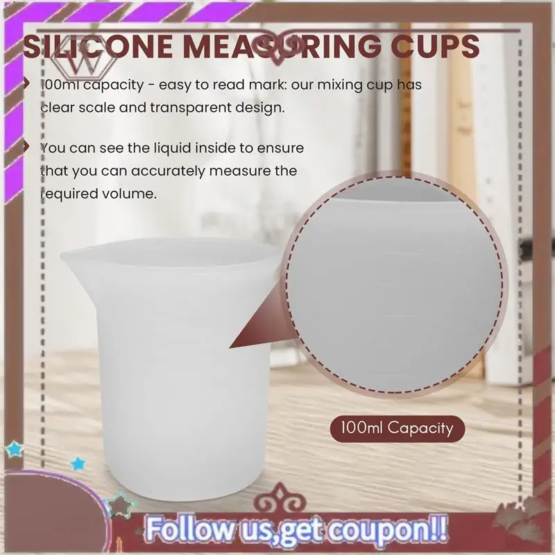 (New)-10Pcs Silicone Measuring Cups 100 Ml Silicone Cups Non Stick Mixing Cups DIY Glue Tools Cup For Handmade Craft