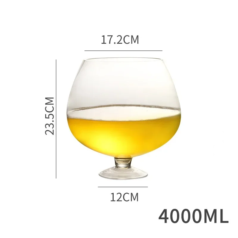 Jumbo Glass Cup 1 Piece 4000ml Lead Free Super Large Capacity Party Glasses Wine Beer Brandy Juice Glass Big Bar Cup