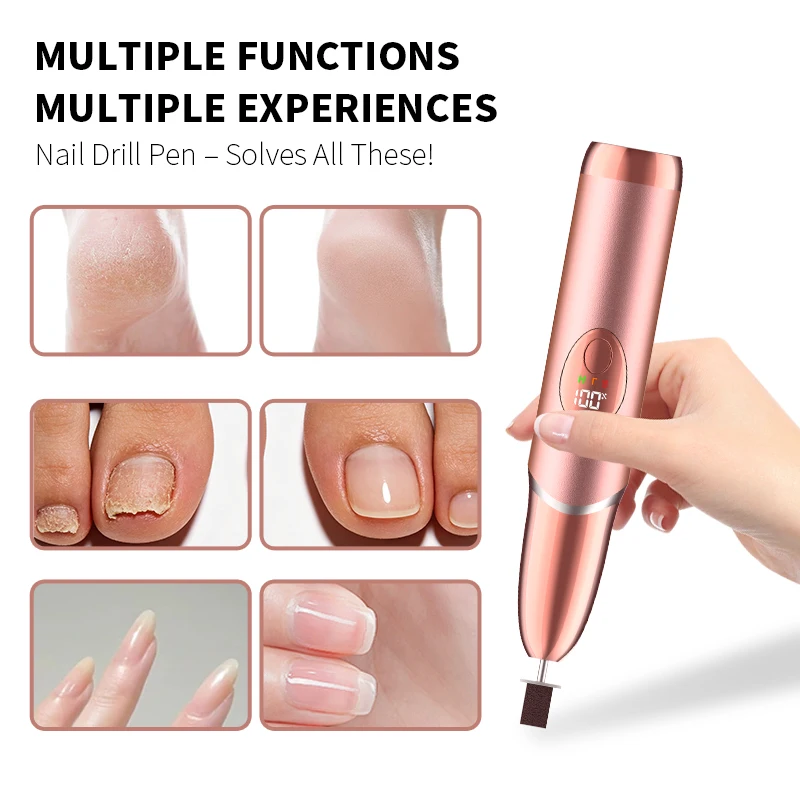 Tragbares elektrisches Nagelfeilen-Pflegeset mit 12 Aufsatzbohrern, professionelles Efile-Nagelset, Pediküre-Maniküre-Werkzeug