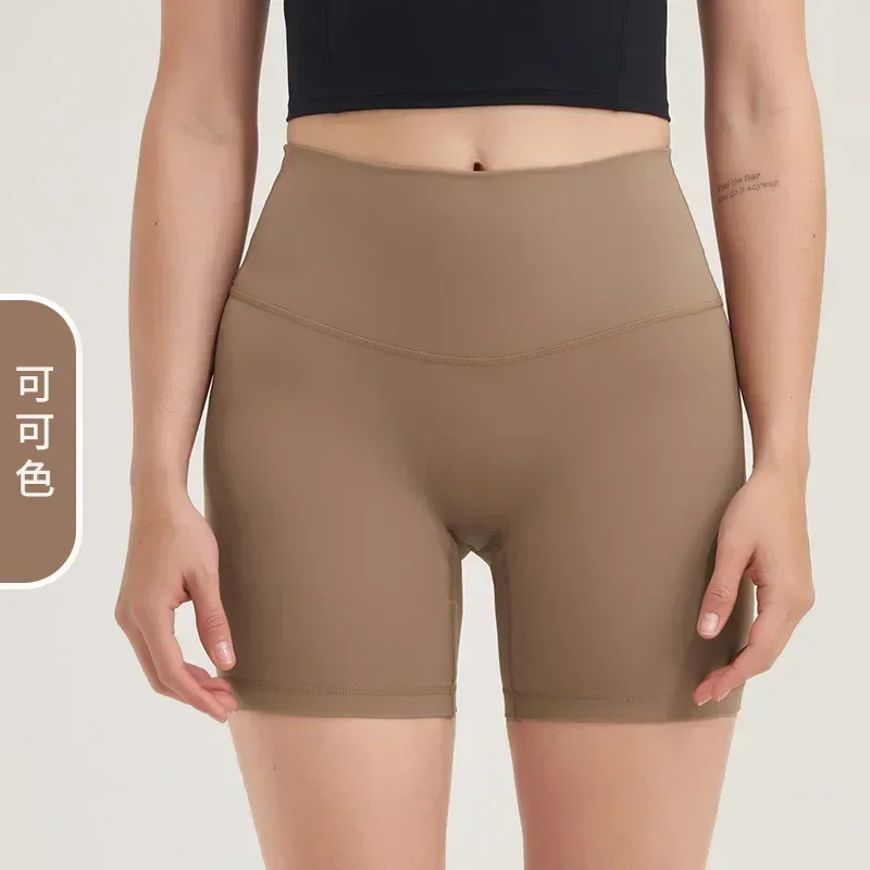 Pantalones de yoga de lijado de doble cara para mujer, pantalones cortos deportivos de cintura alta, cadera de melocotón, pantalones de fitness, Europa y Estados Unidos, tres p