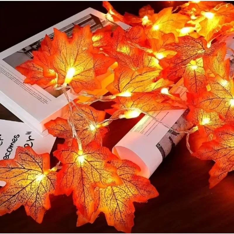 10/20 LED Maple Leaf String Lights Battery Powered Fairy Lights for Halloween Home Party Holiday Outdoor Decoration