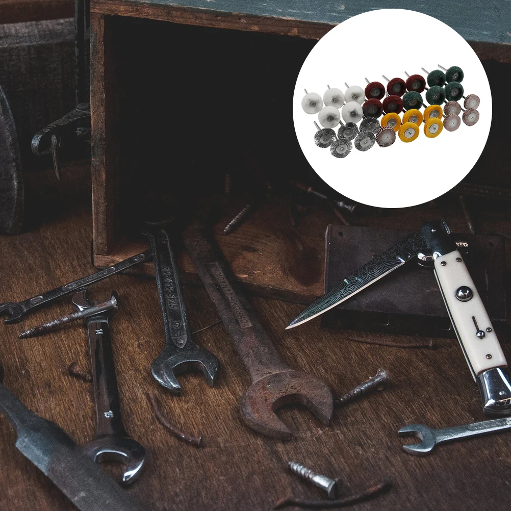 

30 pcs Wire Wheel Brush Set Abrasive Wheels Polishing Grinding Rust Removal Metal Surface Cleaning Rotary Tools