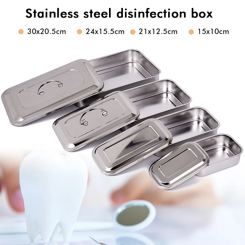 

Dental Surgical Equipment Tray Stainless Steel Disinfection Box With Cover Dentistry Storage Tray Dish Clinic Supplies Tools